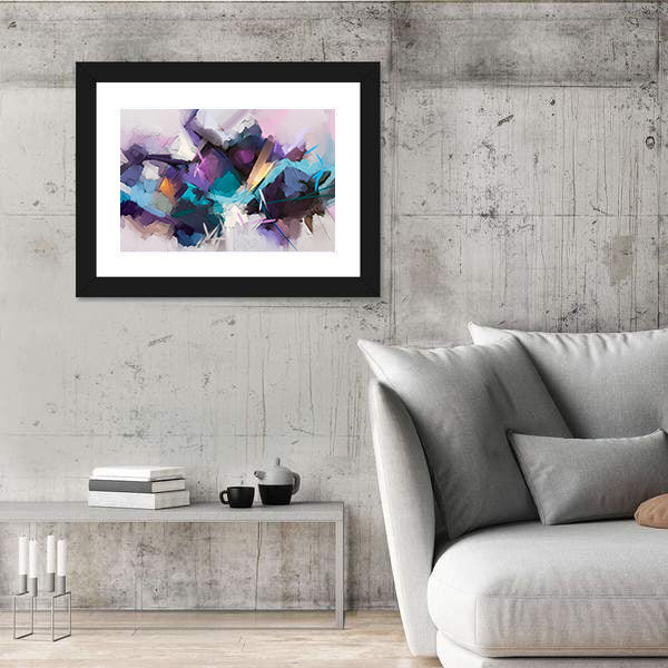 Textured Purple Geometric Abstract Canvas Wall Art