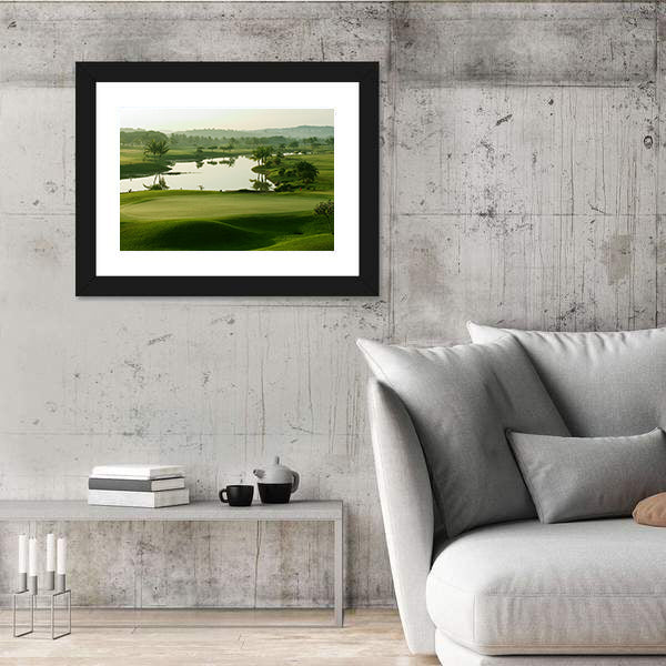 Sunrise Golf Course with Lake Canvas Wall Art