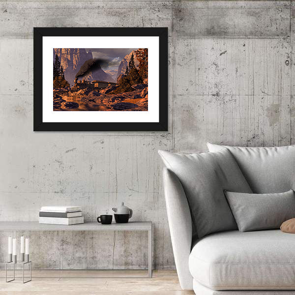 Old West Steam Locomotive at Sunset Canvas Wall Art