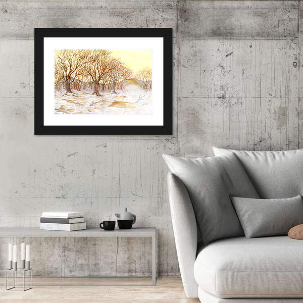 Watercolor Winter Forest Canvas Wall Art