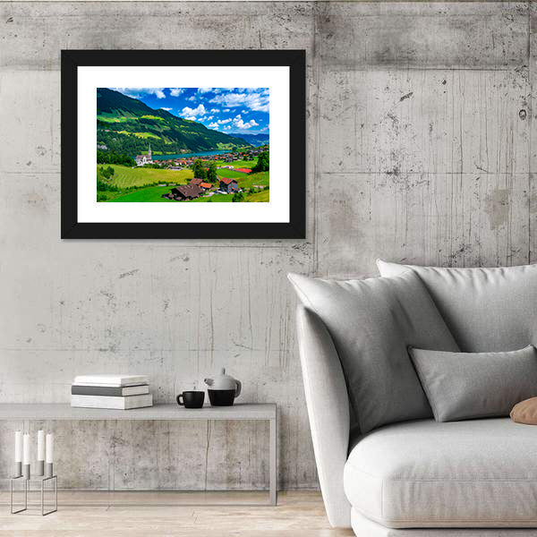 Swiss Village Lungern In Switzerland Canvas Wall Art
