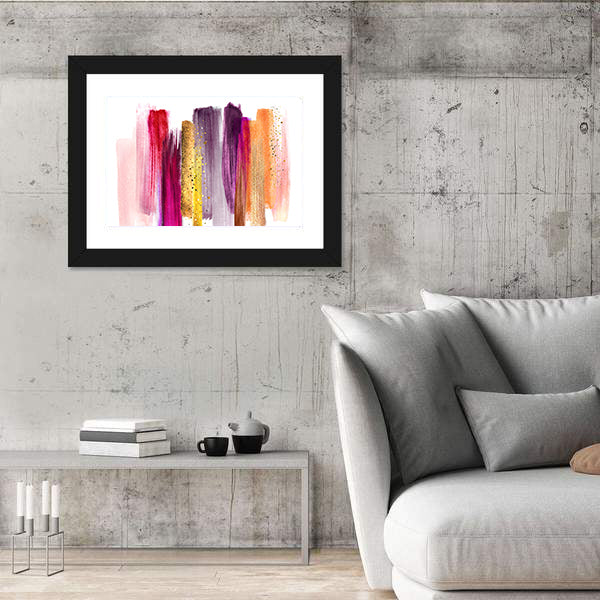Watercolor Brush Strokes with Gold Highlights Canvas Wall Art