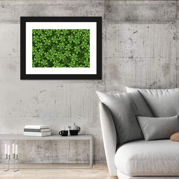 Green Shamrock Illustration Canvas Wall Art