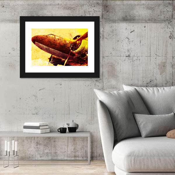 Grunge Old Military Plane Canvas Wall Art