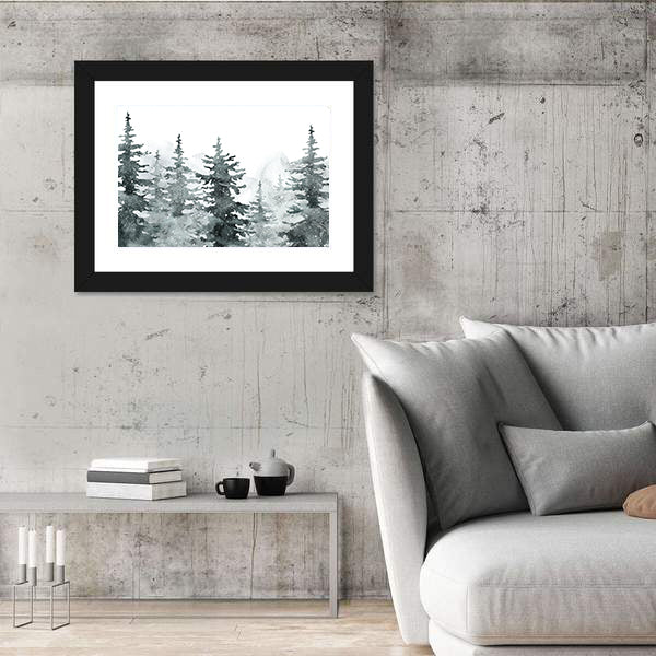 Snowy Evergreen Forest Canvas Wall Art