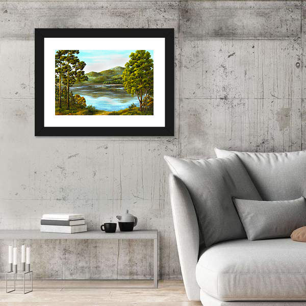 Autumn Mountain Lake Canvas Wall Art