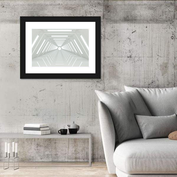 White Corridor Tunnel Canvas Wall Art