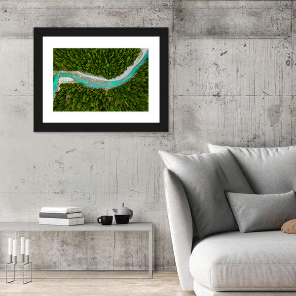 Inn River Flowing In Forest In Switzerland Canvas Wall Art