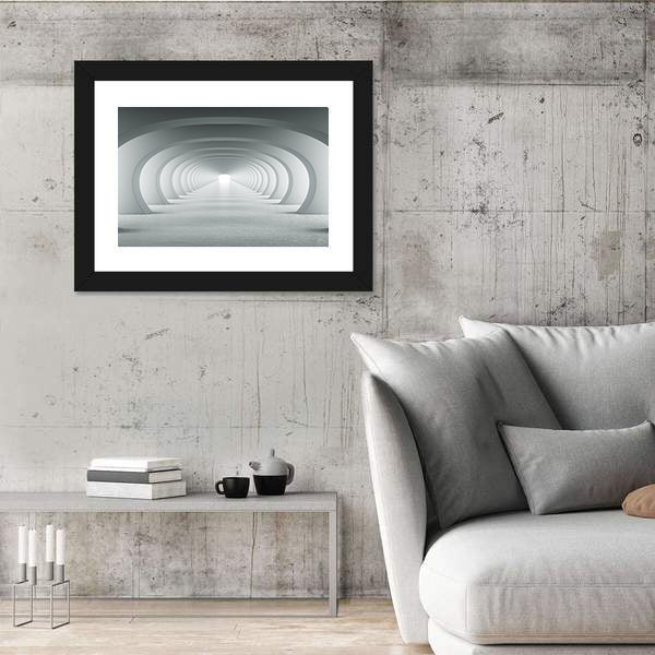 3d White Arch Tunnel Canvas Wall Art