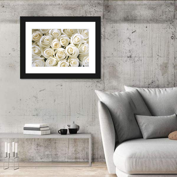 Silky White Roses Canvas Wall Art