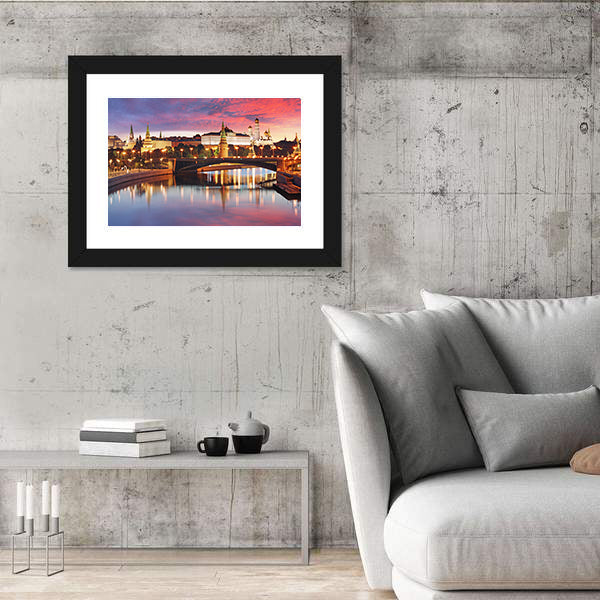 Moscow City Skyline At Sunset Canvas Wall Art