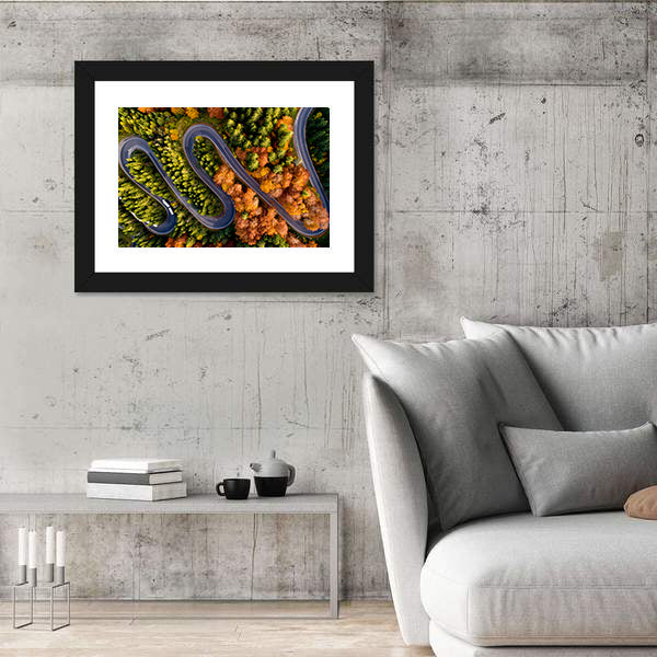 Serpentine Asphalt Road Canvas Wall Art