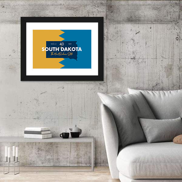 South Dakota State Map Canvas Wall Art