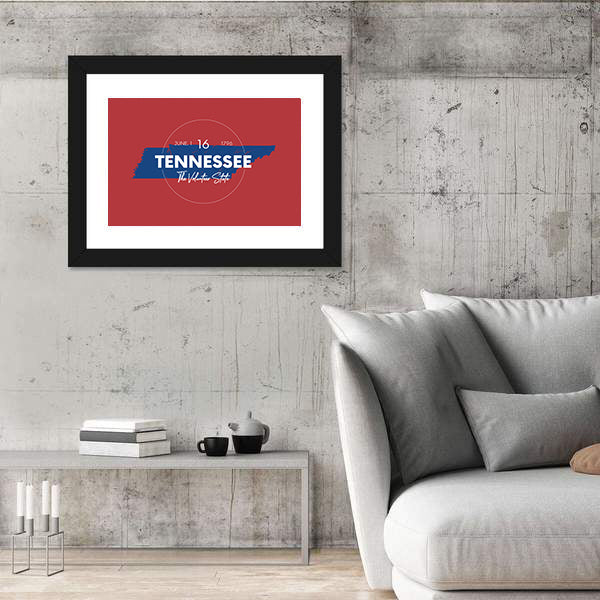 Tennessee State Map with Typography Canvas Wall Art