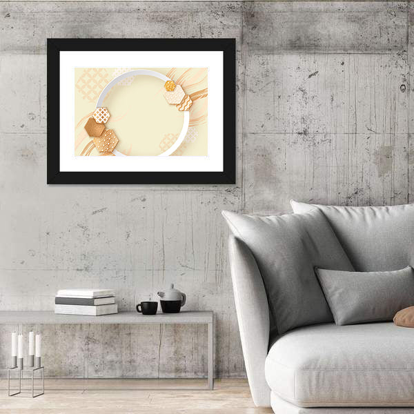 Zen Gold Circle with Pattern Canvas Wall Art