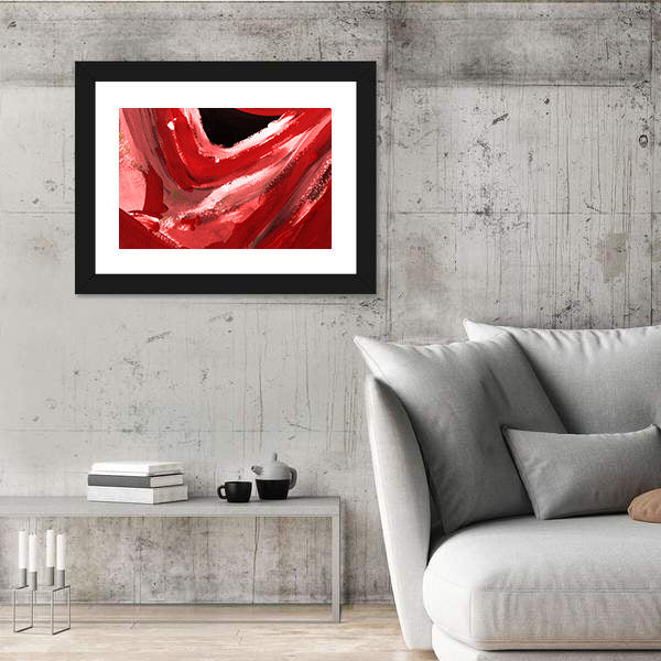 Red and Pink Abstract Brushstrokes Canvas Wall Art