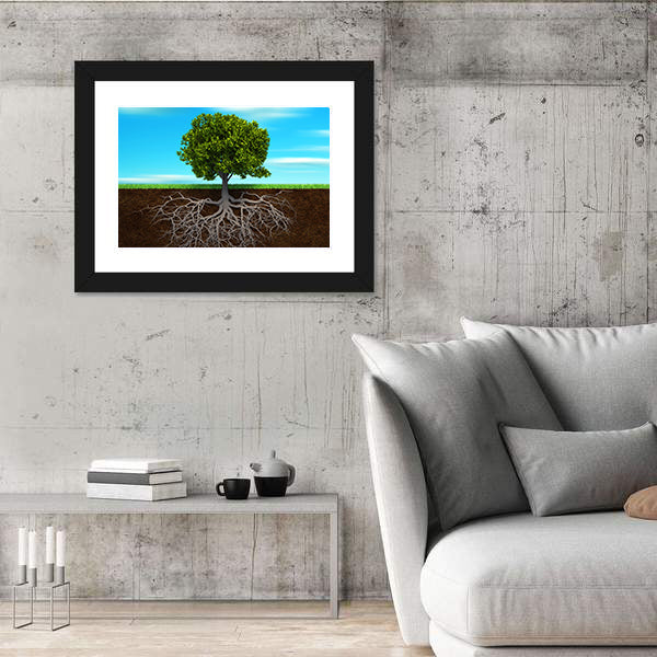 Root Of A Tree Illustration Canvas Wall Art