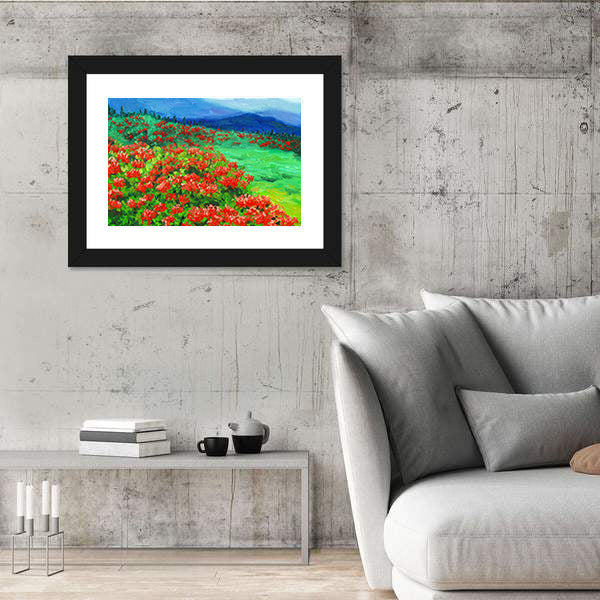 Oil Painted Wildflower Field Canvas Wall Art