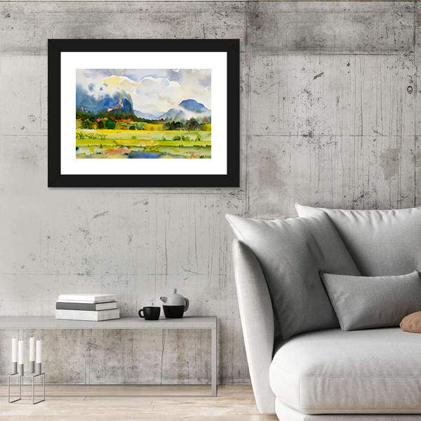 Watercolor Countryside Meadow Canvas Wall Art
