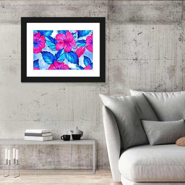 Hibiscus Floral Pattern Canvas Wall Art