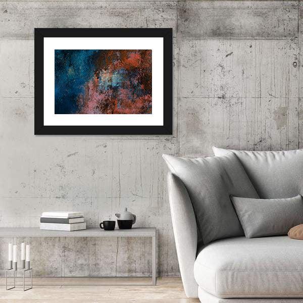 Blue And Red Tones Brushstrokes Canvas Wall Art