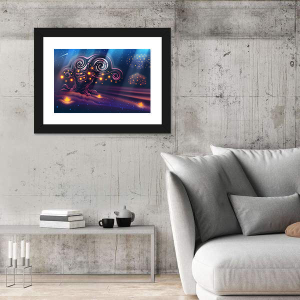 Magical Forest Under a Full Moon Canvas Wall Art