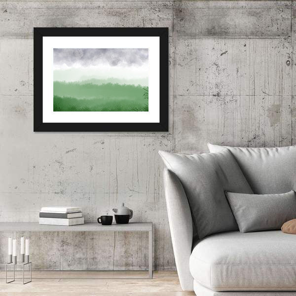Misty Green Field with Rolling Hills Canvas Wall Art