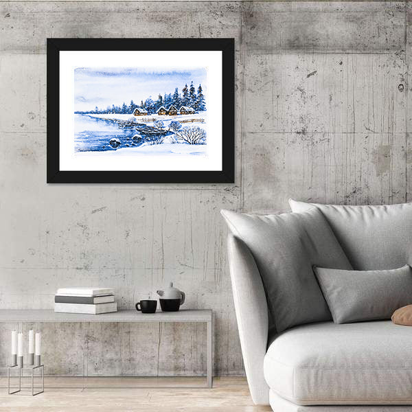 Frozen Winter Village Canvas Wall Art