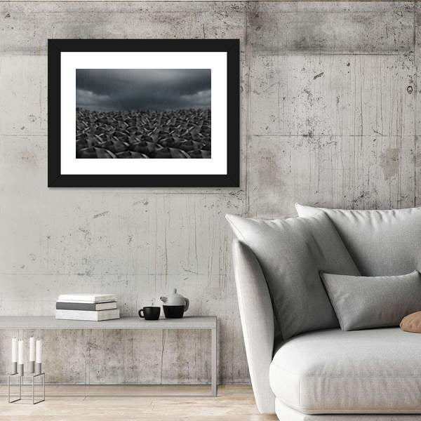 Umbrellas in the Rain Canvas Wall Art