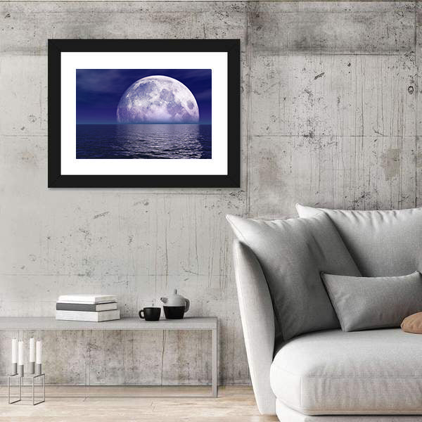 Full Moon Over Water Canvas Wall Art