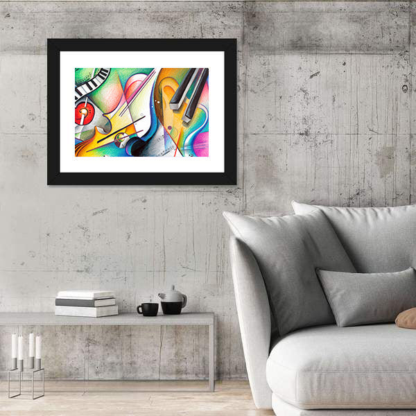 Hand-drawn Musical Abstraction Canvas Wall Art