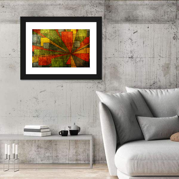 Grunge Geometric Radial Abstract Canvas Wall Art