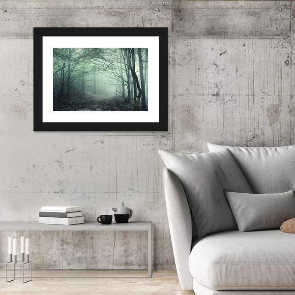 Foggy Forest Pathway Canvas Wall Art