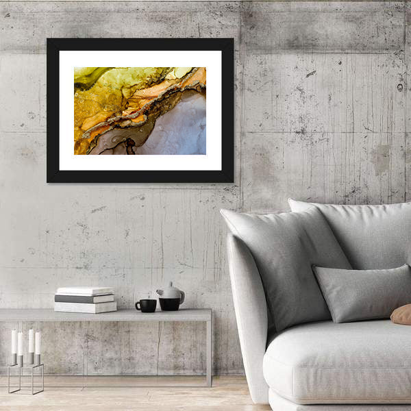 Alcohol Ink Abstract with Gold Veins Canvas Wall Art