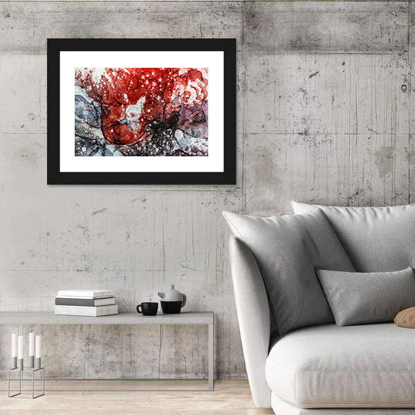 Textured Red Fluid Abstract Canvas Wall Art