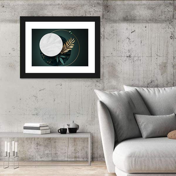 Green and Gold Geometric Botanical Abstract Canvas Wall Art