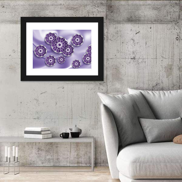 Blue Purple Mandala Floral Abstract Canvas Wall Art