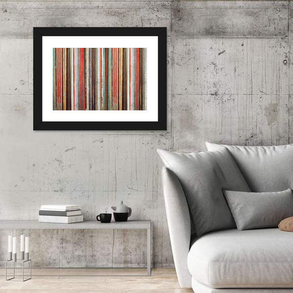 Vintage Shabby Wallpaper With Stripes Canvas Wall Art