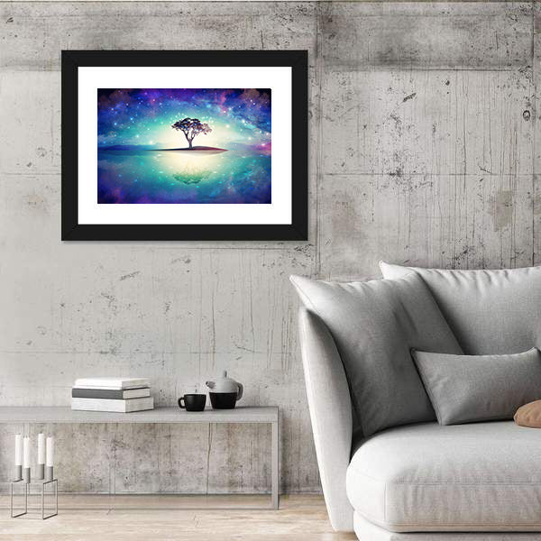 Meditation Tree Under Stars Canvas Wall Art