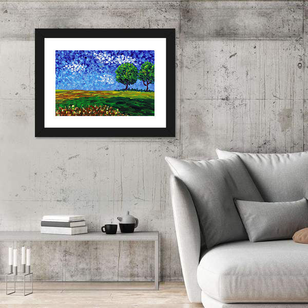 Green Meadow Abstract Landscape Canvas Wall Art