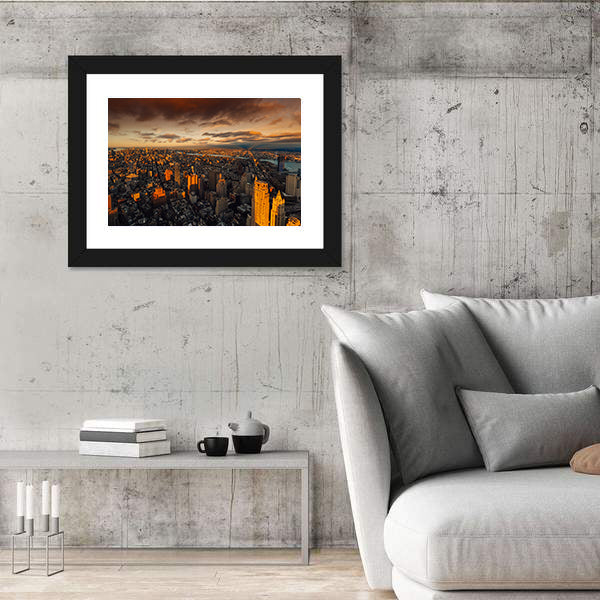 New York to South Manhattan Skyscraper Canvas Wall Art