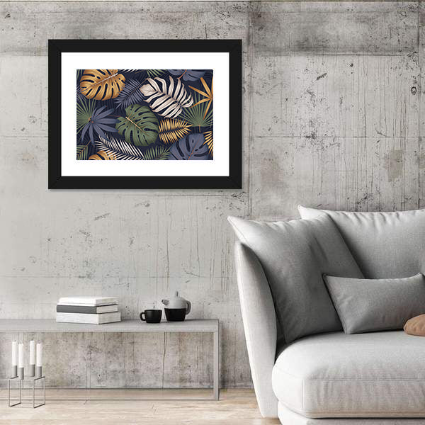 Monstera and Palm Leaf Pattern Canvas Wall Art