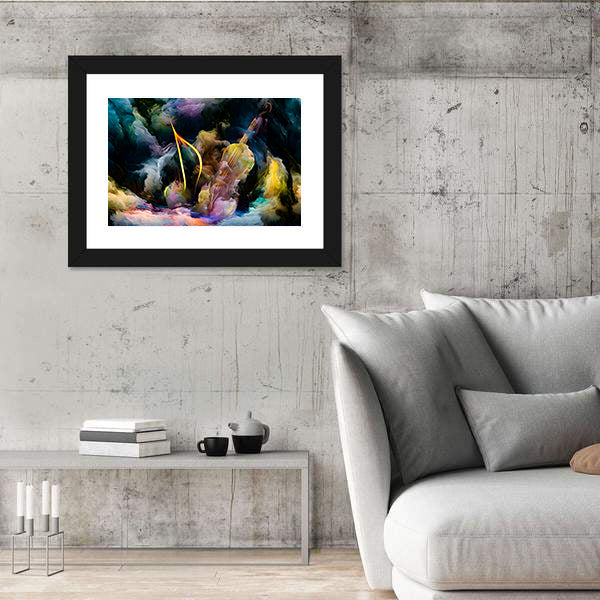 Golden Violin in Colorful Nebula Canvas Wall Art