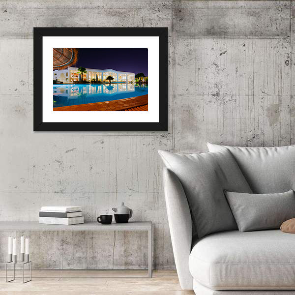 Luxury Resort Pool at Night Canvas Wall Art