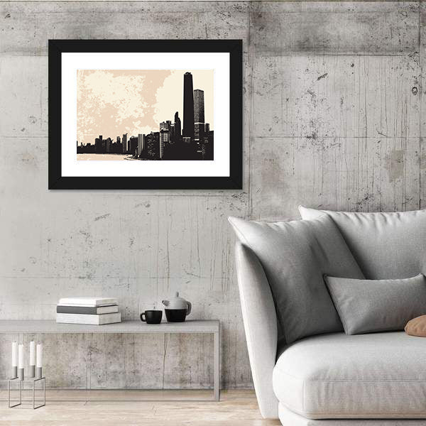 Chicago Skyline From Lake Michigan Canvas Wall Art
