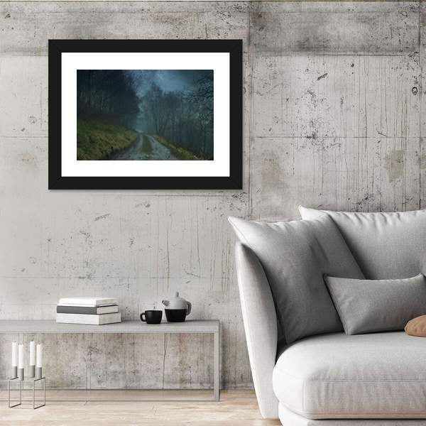 Path Through Spooky Magical Forest Canvas Wall Art