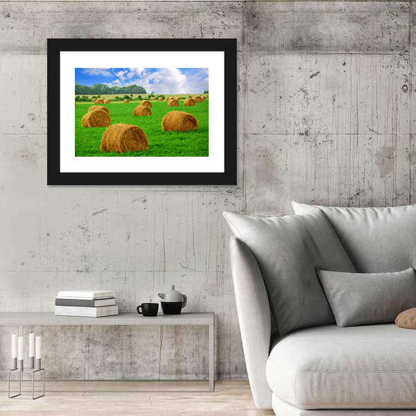 Hay Bales in a Field Canvas Wall Art