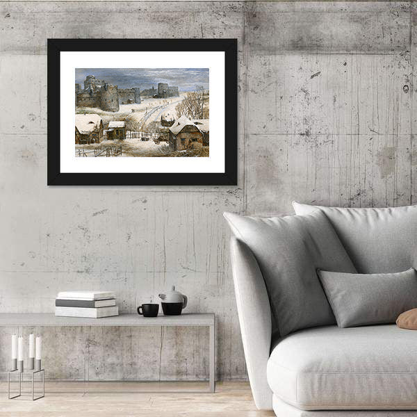 Medieval Castle in Winter Canvas Wall Art