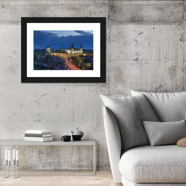 Kamianets Podilskyi Castle At Dusk In Ukraine Canvas Wall Art