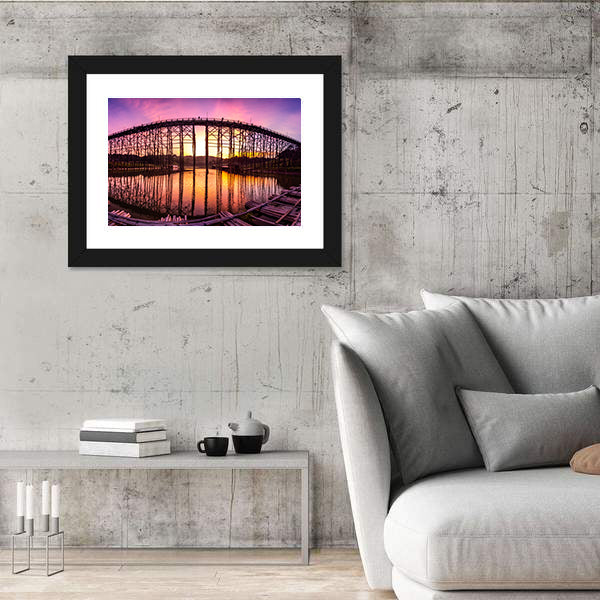 Mon Bridge At Sunset Canvas Wall Art